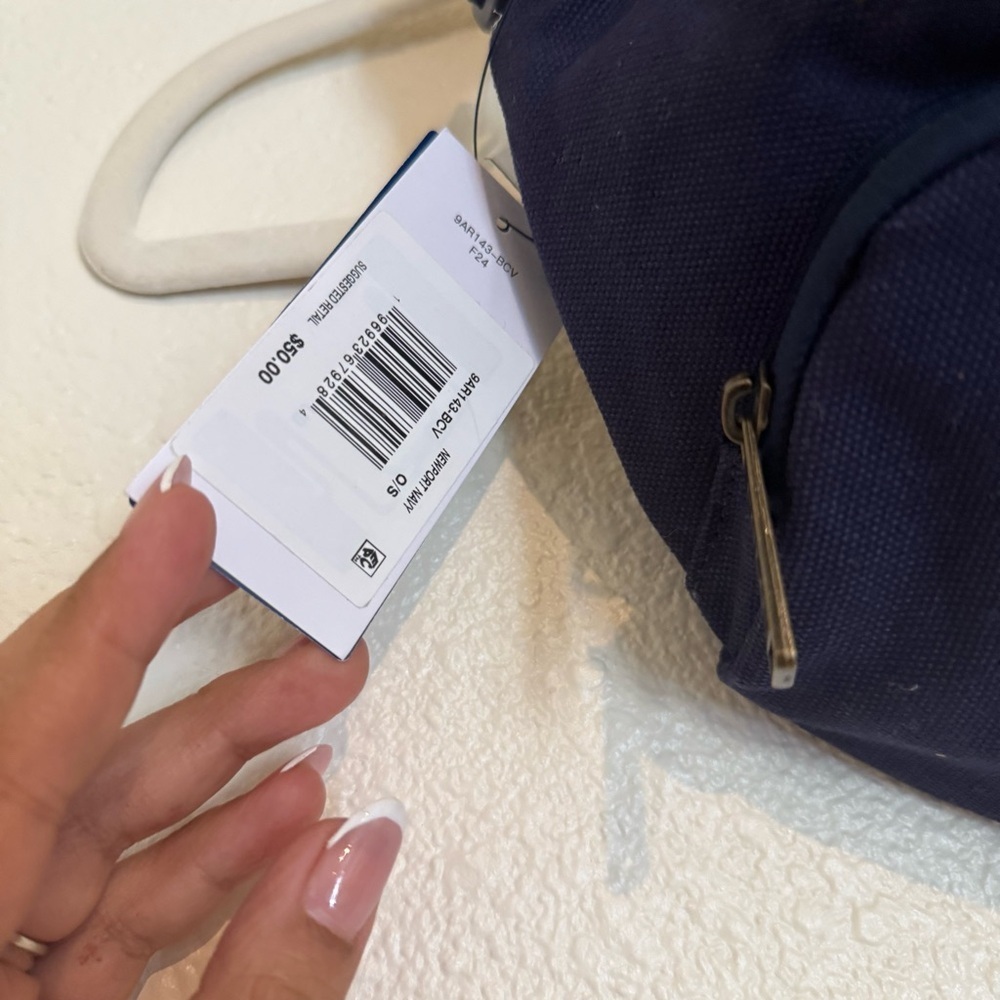 Polo Ralph Lauren Fanny Pack Waist Pack Navy Blue US Flag Patch 3 Pocket - NWT - Picture 9 of 13